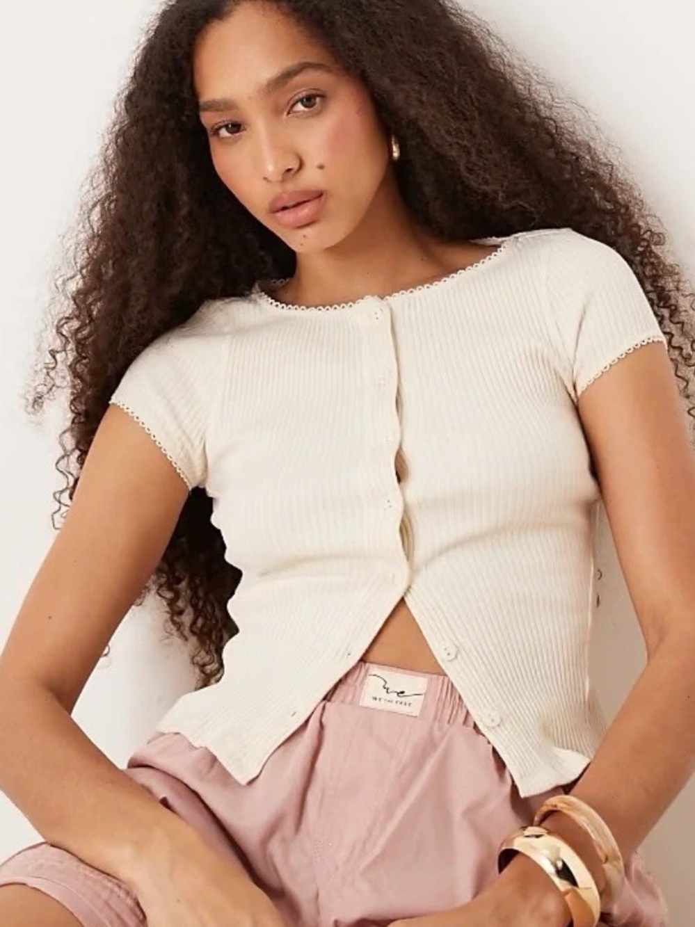 Free People Intimately Free Most Wanted Ribbed Henley Top L